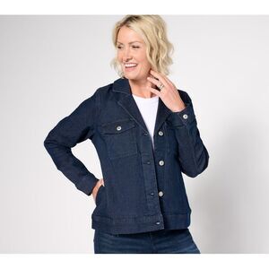 Gloria Vanderbilt Women's Plus Sz Jacket 1X Denim & Co. Indigo True Blue A657867